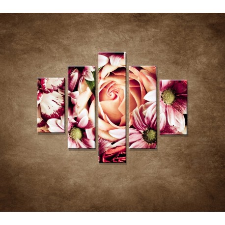 Obrazy na stenu - Kytica kvetov - 5dielny 100x80cm