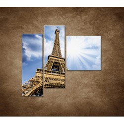Obrazy na stenu - Pohľad na Eifelovu vežu - 3dielny 110x90cm
