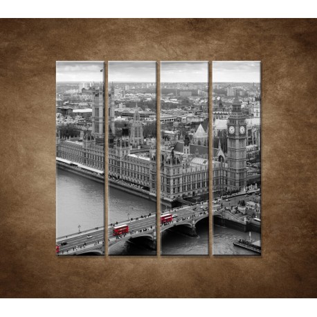 Obrazy na stenu - Čiernobiely Londýn - 4dielny 120x120cm