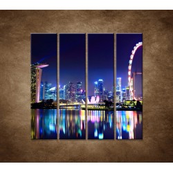 Obrazy na stenu - Singapur - nočná panoráma - 4dielny 120x120cm