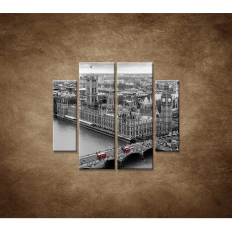 Obrazy na stenu - Čiernobiely Londýn - 4dielny 100x90cm