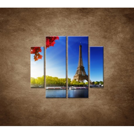 Obrazy na stenu - Eifelova veža - 4dielny 100x90cm