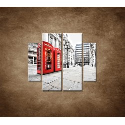 Obrazy na stenu - Červené telefónne búdky - 4dielny 100x90cm