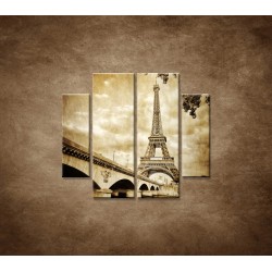 Obrazy na stenu - Výhľad na Eifelovu vežu - 4dielny 100x90cm