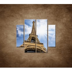 Obrazy na stenu - Pohľad na Eifelovu vežu - 4dielny 100x90cm