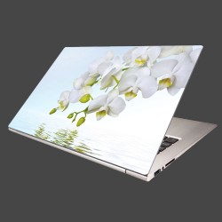Nálepka na notebook - Biela orchidea nad hladinou