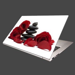 Nálepka na notebook - Čierne kamene a červené ruže