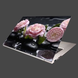Nálepka na notebook - Kvety kamélie a kamene