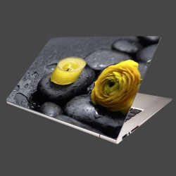 Nálepka na notebook - Žltá sviečka a kvet
