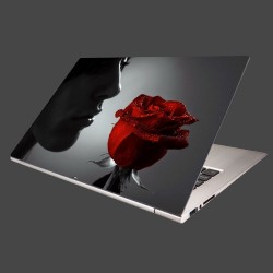Nálepka na notebook - Žena s ružou 