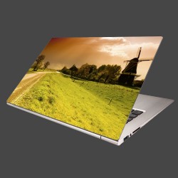 Nálepka na notebook - Západ slnka nad mlynom
