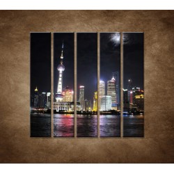 Obrazy na stenu - Nočný Shanghai - 5dielny 100x100cm