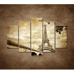 Obrazy na stenu - Výhľad na Eifelovu vežu - 5dielny 150x100cm