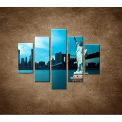 Obrazy na stenu - Manhattan a Socha Slobody - 5dielny 100x80cm