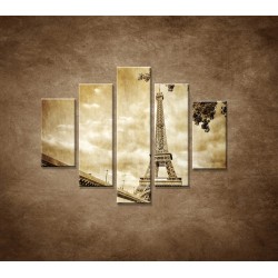 Obrazy na stenu - Výhľad na Eifelovu vežu - 5dielny 100x80cm