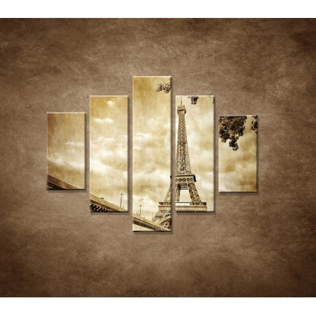 Obrazy na stenu - Výhľad na Eifelovu vežu - 5dielny 100x80cm