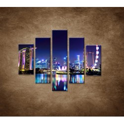Obrazy na stenu - Singapur - nočná panoráma - 5dielny 100x80cm