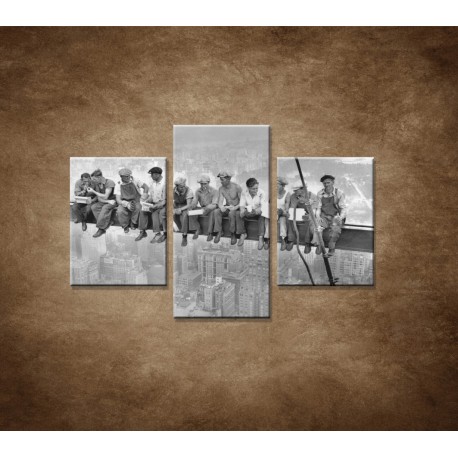 Obrazy na stenu - Robotníci na traverze - 3dielny 90x60cm