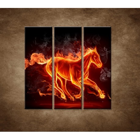 Obrazy na stenu - Horiaci kôň - 3dielny 90x90cm