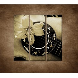 Obrazy na stenu - Gitara s kvetom - 3dielny 90x90cm