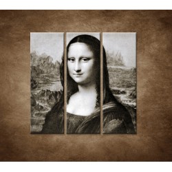 Obrazy na stenu - Čiernobiela Mona Lisa - 3dielny 90x90cm