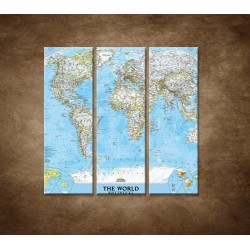 Obrazy na stenu - Politická mapa sveta - 3dielny 90x90cm