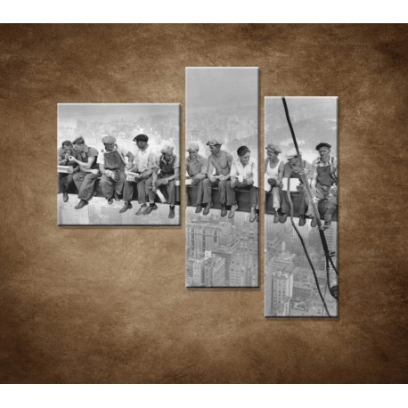 Obrazy na stenu - Robotníci na traverze - 3dielny 110x90cm