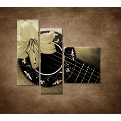 Obrazy na stenu - Gitara s kvetom - 3dielny 110x90cm