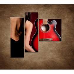 Obrazy na stenu - Žena s gitarou - 3dielny 110x90cm