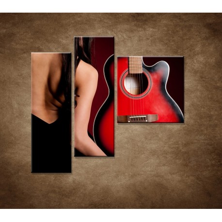 Obrazy na stenu - Žena s gitarou - 3dielny 110x90cm