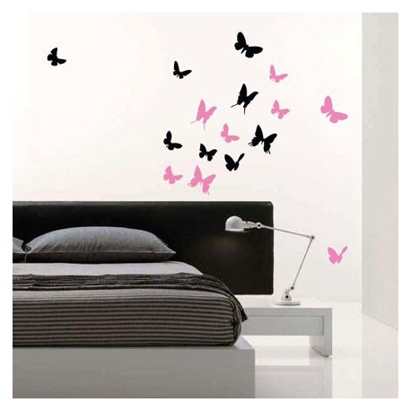 Nálepky na stenu - Motýli kŕdeľ - 14 kusov