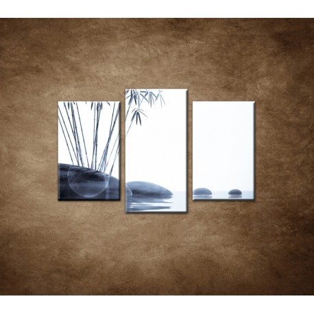 Obrazy na stenu - Bambus a kamene na vode - 3dielny 75x50cm