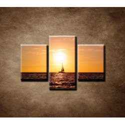 Obrazy na stenu - Západ slnka s jachtou - 3dielny 75x50cm