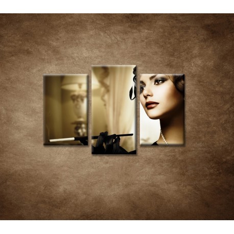 Obrazy na stenu - Žena s cigaretou - 3dielny 75x50cm