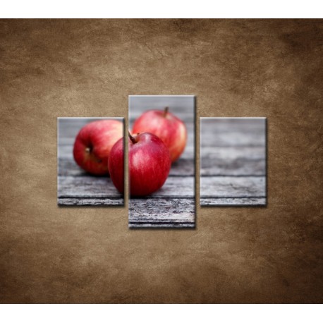 Obrazy na stenu - Červené jablká - 3dielny 90x60cm