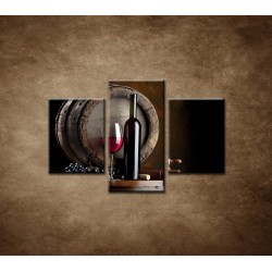 Obrazy na stenu - Fľaša červeného vína - 3dielny 90x60cm