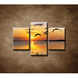 Obrazy na stenu - Západ slnka nad morom - 3dielny 90x60cm