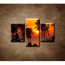 Obrazy na stenu - Západ slnka s palmami - 3dielny 90x60cm