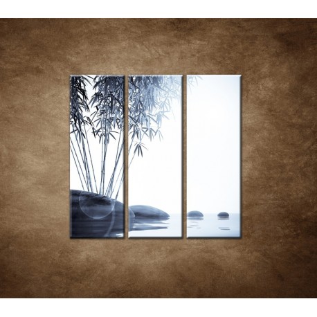 Obrazy na stenu - Bambus a kamene na vode - 3dielny 90x90cm