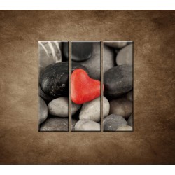 Obrazy na stenu - Červené srdce na kameňoch - 3dielny 90x90cm