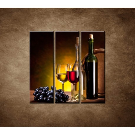 Obrazy na stenu - Víno so sudom - 3dielny 90x90cm