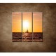 Obrazy na stenu - Západ slnka s jachtou - 3dielny 90x90cm