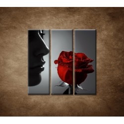 Obrazy na stenu - Žena s ružou - 3dielny 90x90cm
