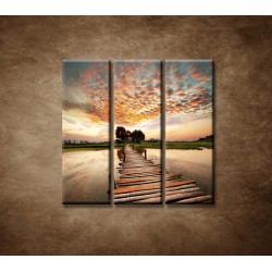 Obrazy na stenu - Západ slnka nad riekou - 3dielny 90x90cm