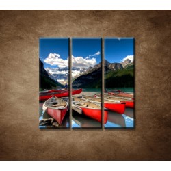Obrazy na stenu - Kánoe na jazere - 3dielny 90x90cm