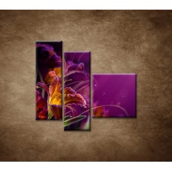 Obrazy na stenu - Fialové kvety - 3dielny 110x90cm