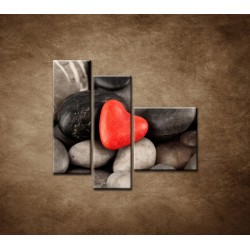 Obrazy na stenu - Červené srdce na kameňoch - 3dielny 110x90cm