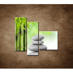 Obrazy na stenu - Kamene a bambus - 3dielny 110x90cm