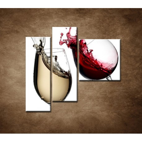 Obrazy na stenu - Biele a červené víno - 3dielny 110x90cm