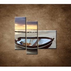Obrazy na stenu - Loďka na pláži - 3dielny 110x90cm